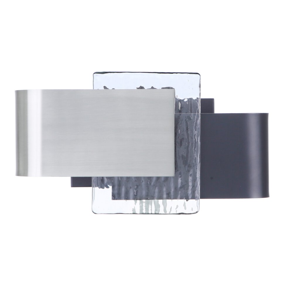 Led Wall Sconce In Flat Black/Polished Nickel And Clear Artisan Glass