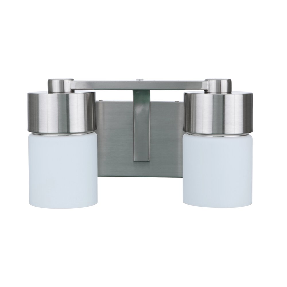 2 Light Vanity In Brushed Polished Nickel And Frosted Opal Glass