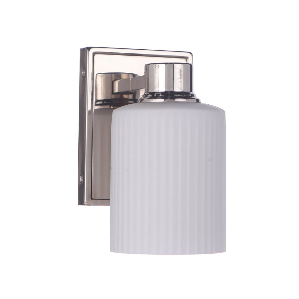 1 Light Wall Sconce In Polished Nickel And Frost White Glass