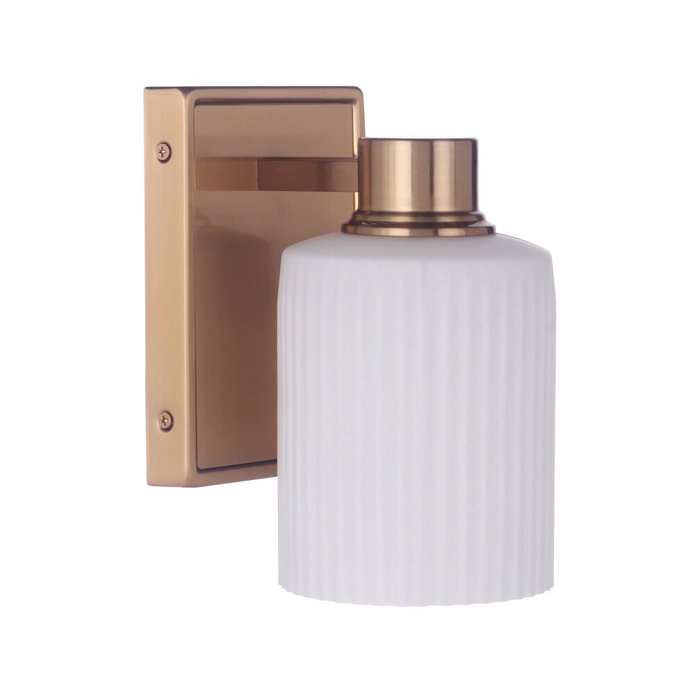 1 Light Wall Sconce In Satin Brass And Frost White Glass