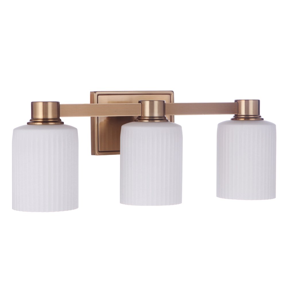 3 Light Vanity In Satin Brass And Frost White Glass