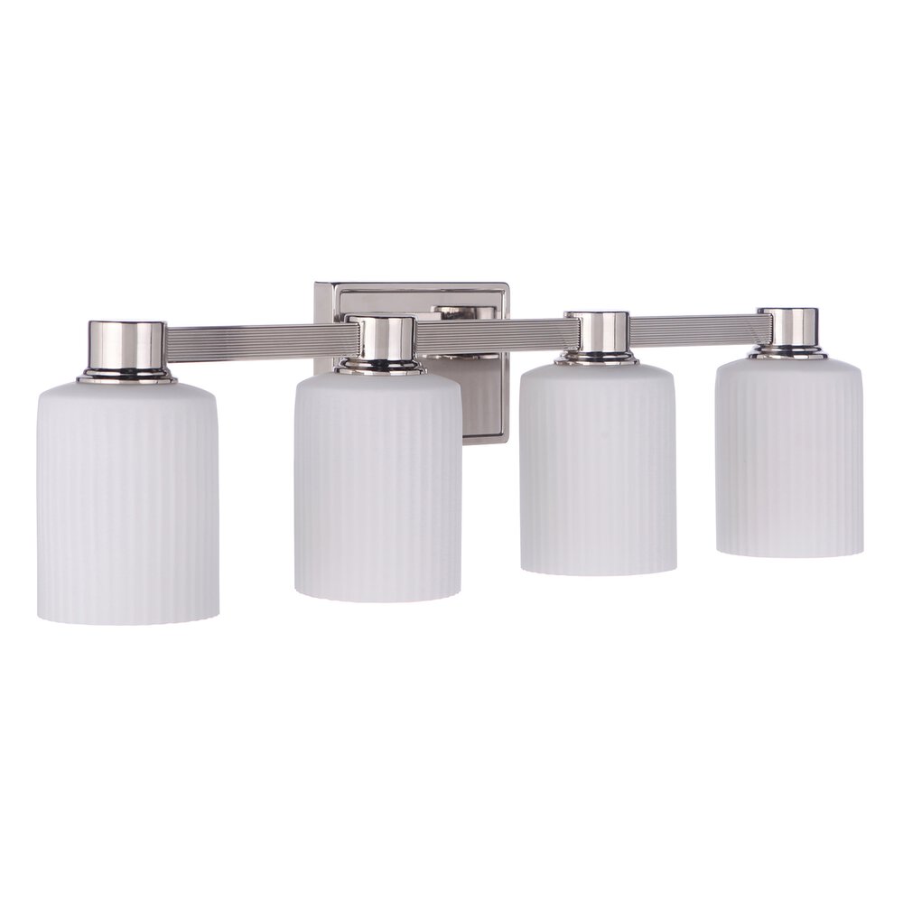 4 Light Vanity In Polished Nickel And Frost White Glass