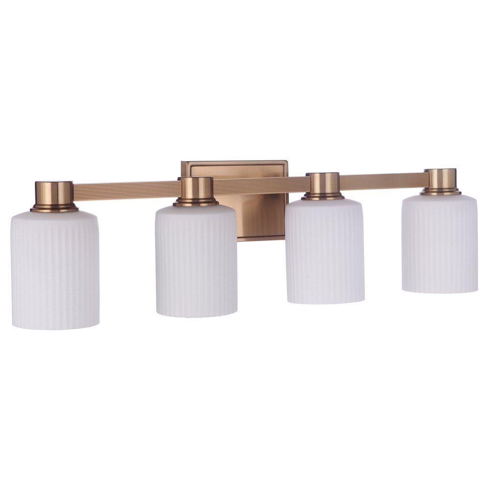 4 Light Vanity In Satin Brass And Frost White Glass