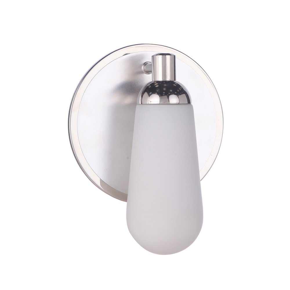 1 Light Wall Sconce In Brushed Polished Nickel / Polished Nickel And Frost White Glass