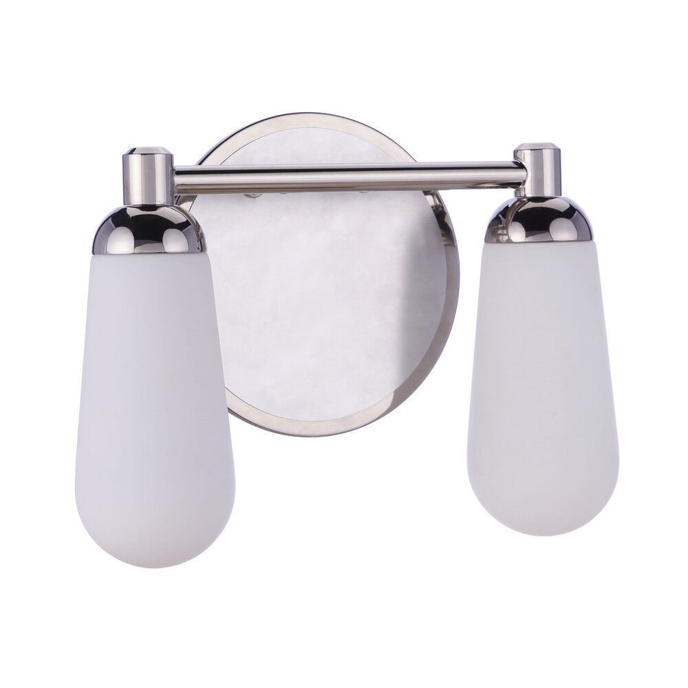 2 Light Vanity In Brushed Polished Nickel / Polished Nickel And Frost White Glass