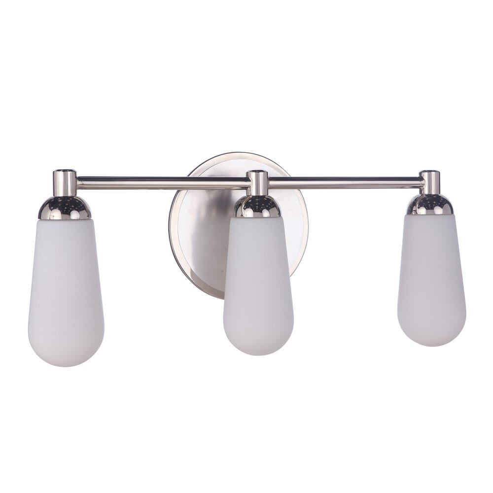 3 Light Vanity In Brushed Polished Nickel / Polished Nickel And Frost White Glass