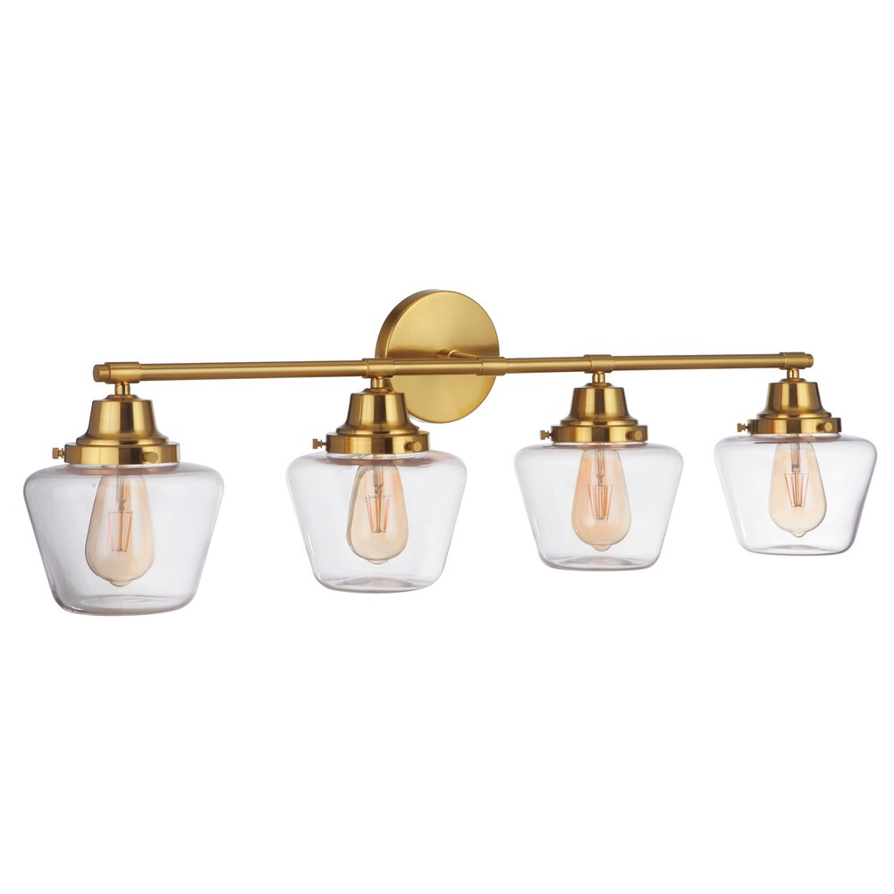 4 Light Vanity In Satin Brass And Clear Glass