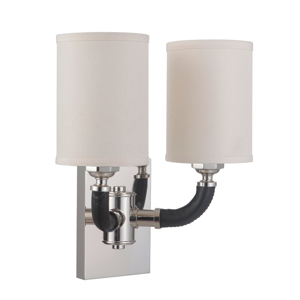 2 Light Wall Sconce In Polished Nickel And Ecru Linen Shade