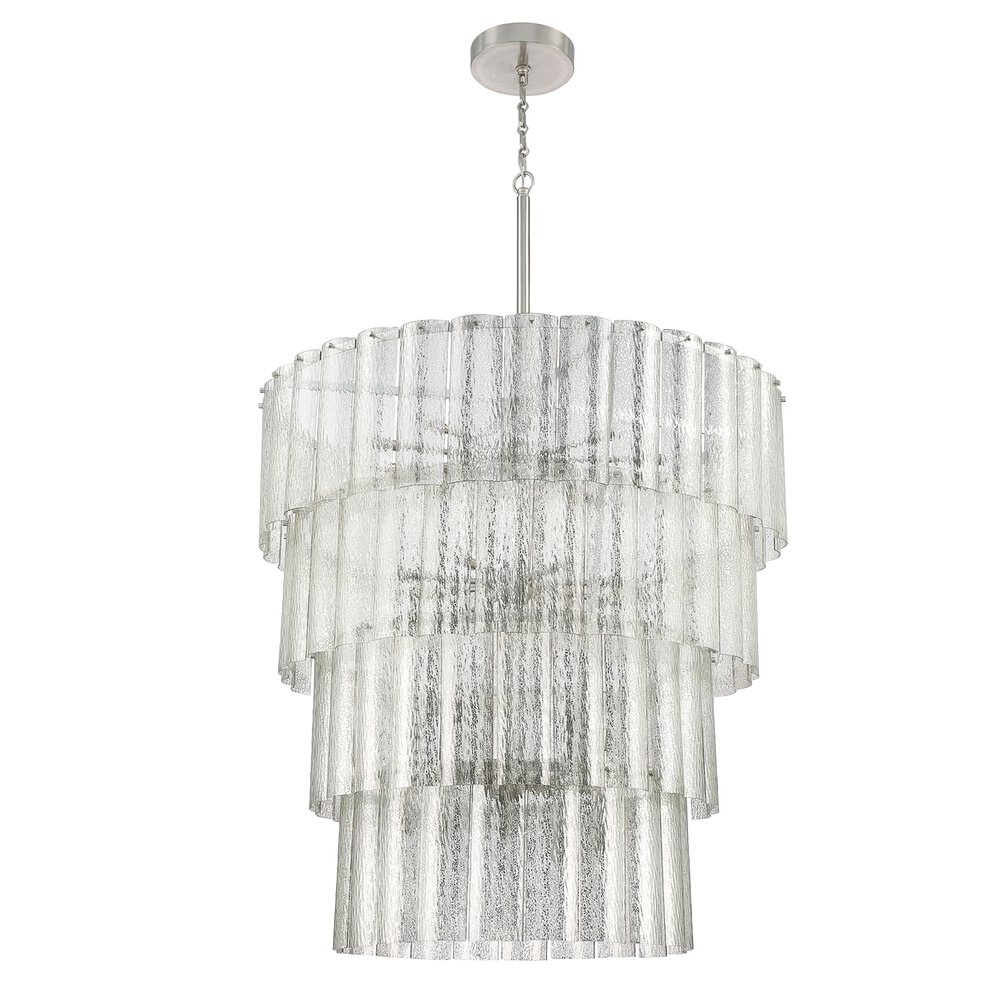 28 Light Chandelier In Brushed Polished Nickel And Mercury Glass