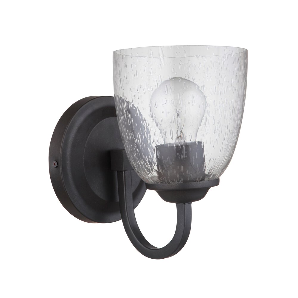 1 Light Wall Sconce In Espresso And Seeded Glass
