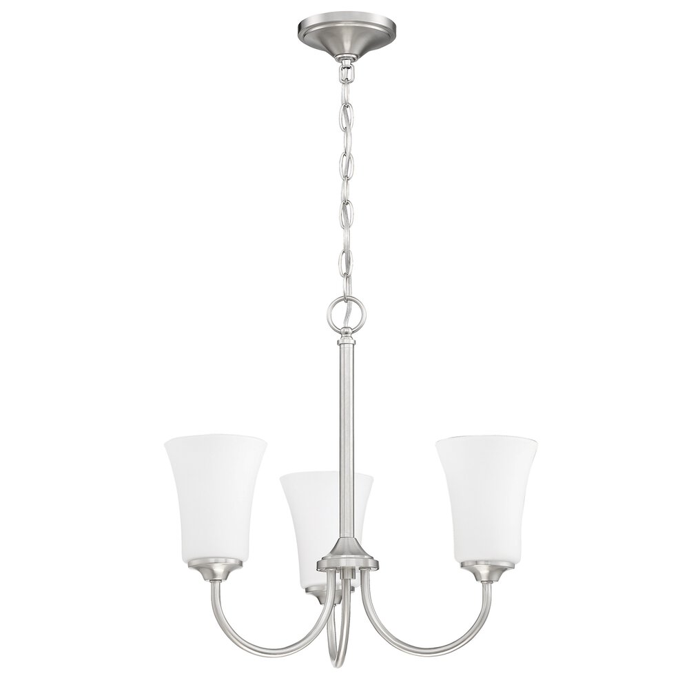 3 Light Chandelier In Brushed Polished Nickel And Frost White Glass