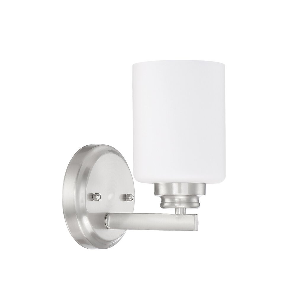 1 Light Wall Sconce In Brushed Polished Nickel And Frost White Glass