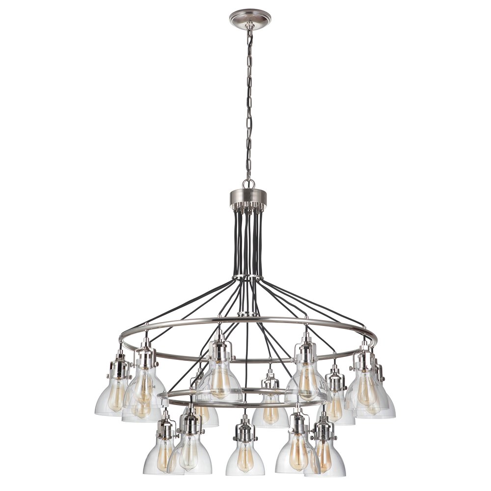 15 Light Chandelier In Polished Nickel And Clear Glass