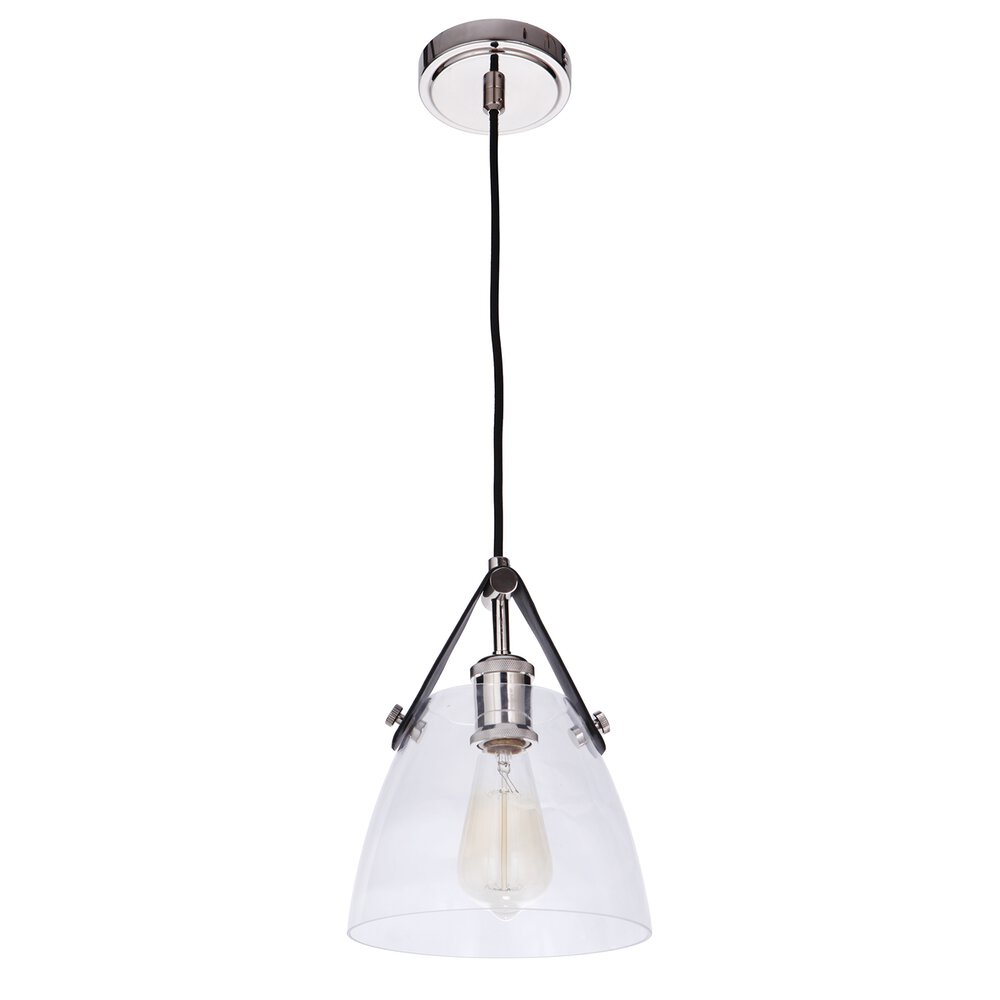 1 Light Pendant In Polished Nickel And Clear Glass