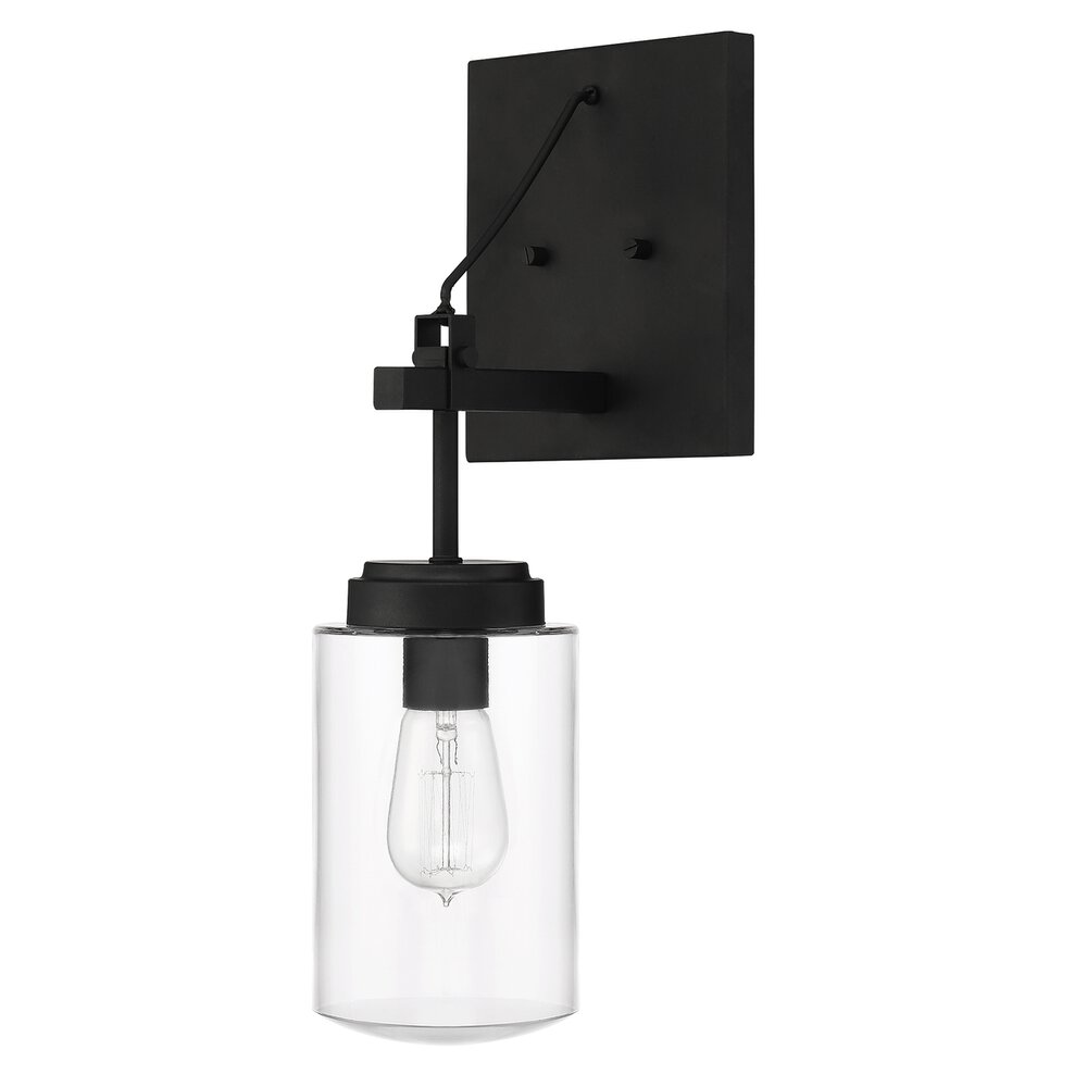 Outdoor 1 Light Wall Sconce In Espresso And Clear Glass