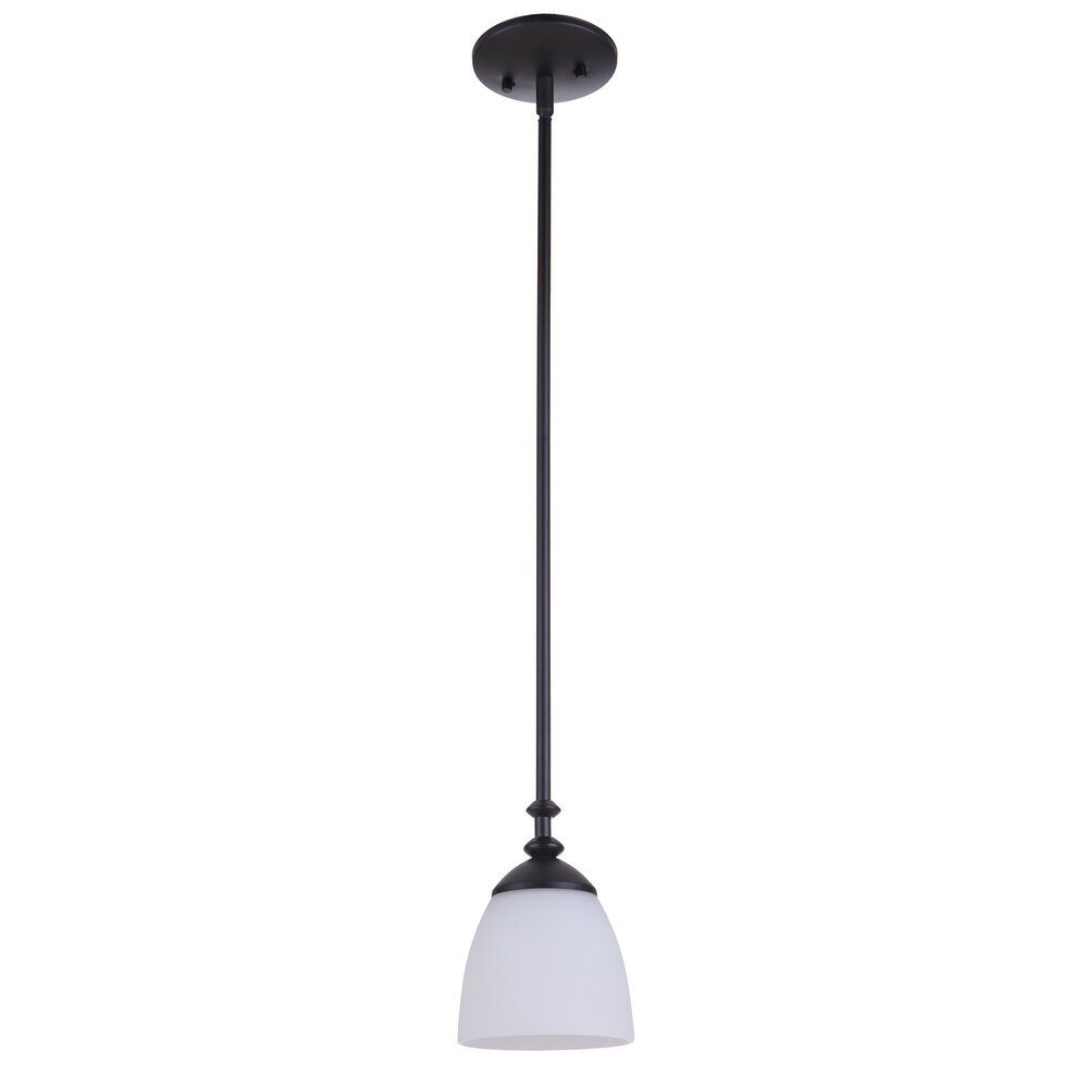 1 Light Mini Pendant In Flat Black And Frost White Glass