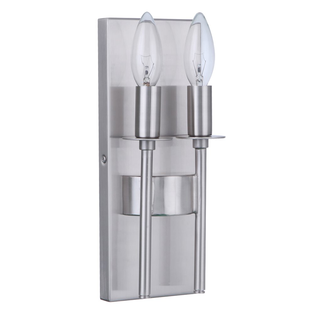 2 Light Wall Sconce In Brushed Polished Nickel