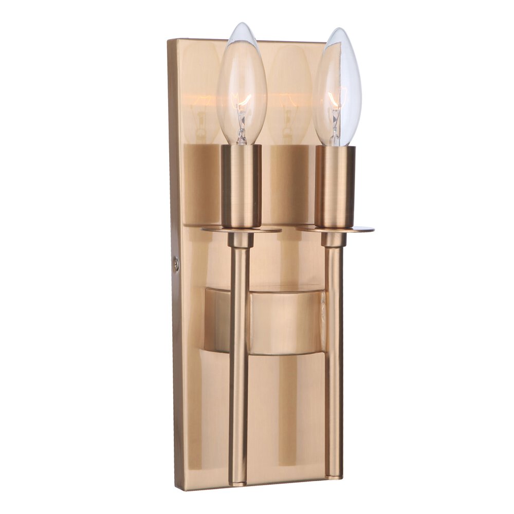 2 Light Wall Sconce In Satin Brass