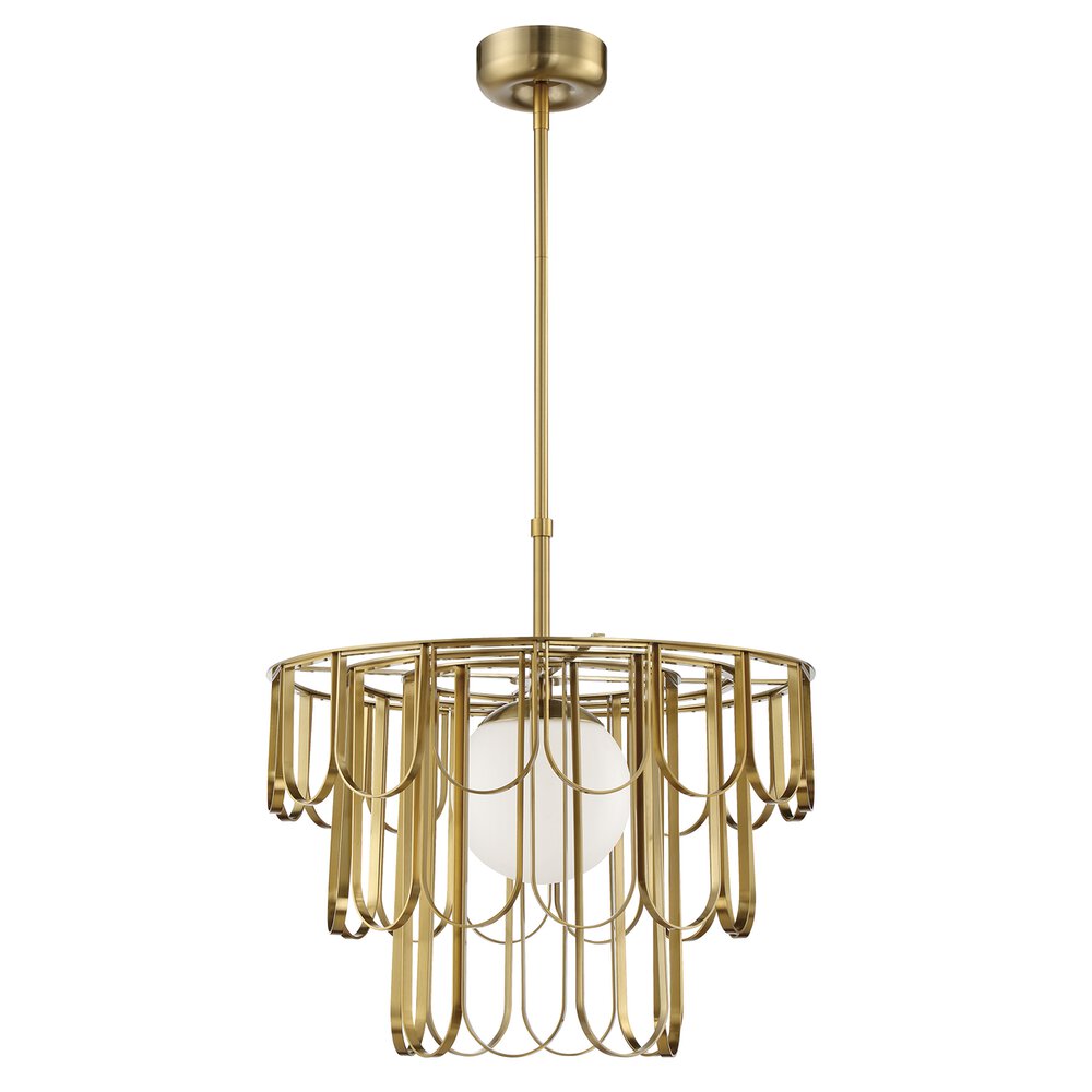 1 Light Pendant In Satin Brass And Frost White Glass