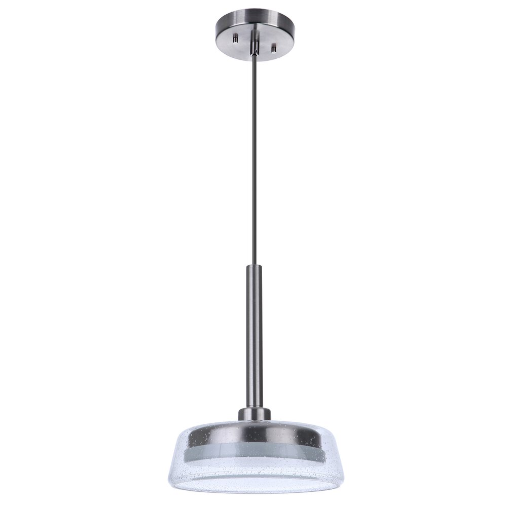 10" Led Pendant In Brushed Polished Nickel And Seeded Glass