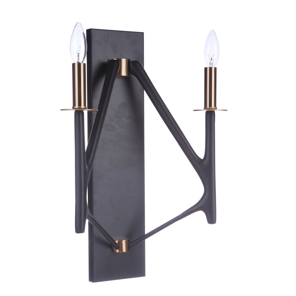 2 Light Wall Sconce In Flat Black/Painted Nickel