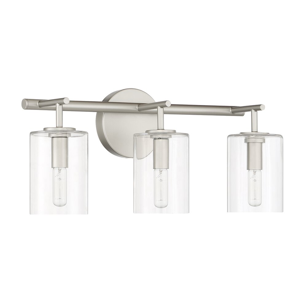 Vanity 3 Light In Satin Nickel And Clear Glass