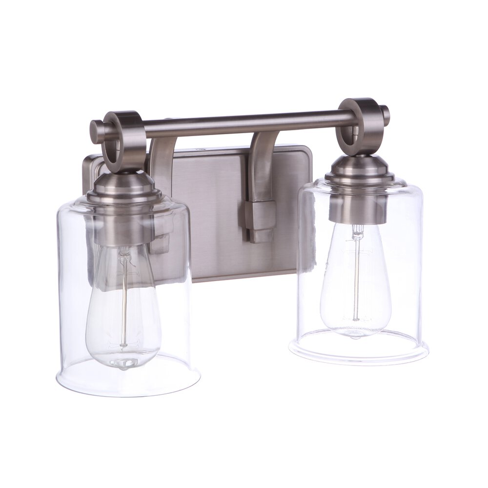 Vanity 2 Light In Brushed Polished Nickel And Clear Glass