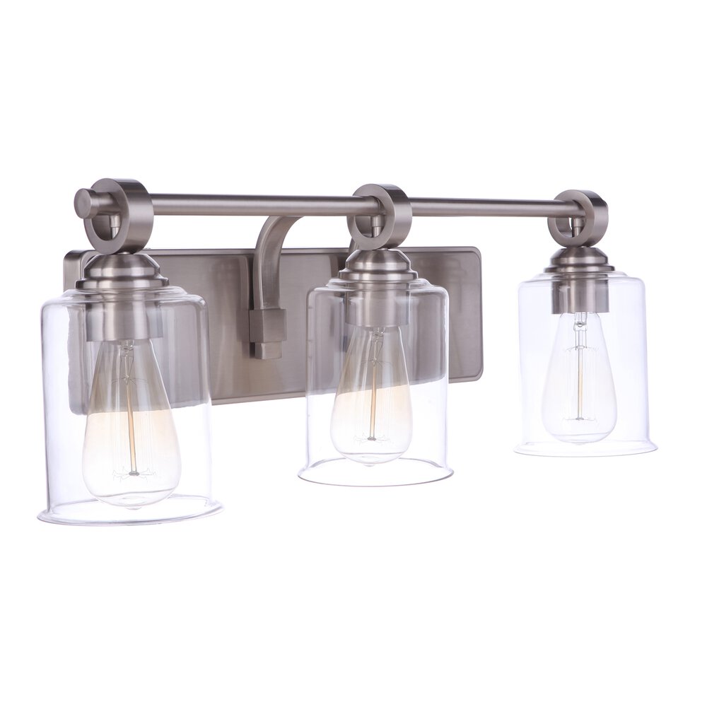 Vanity 3 Light In Brushed Polished Nickel And Clear Glass