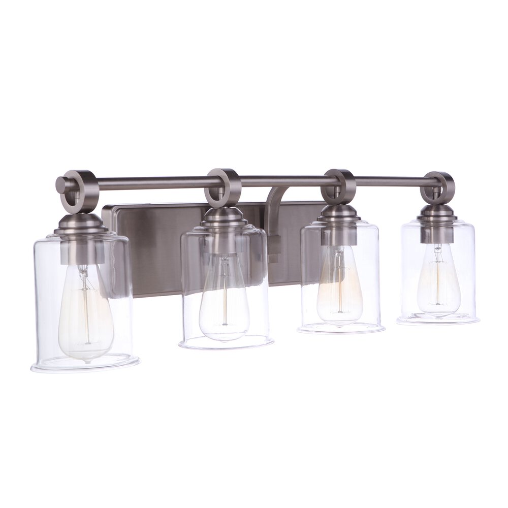Vanity 4 Light In Brushed Polished Nickel And Clear Glass