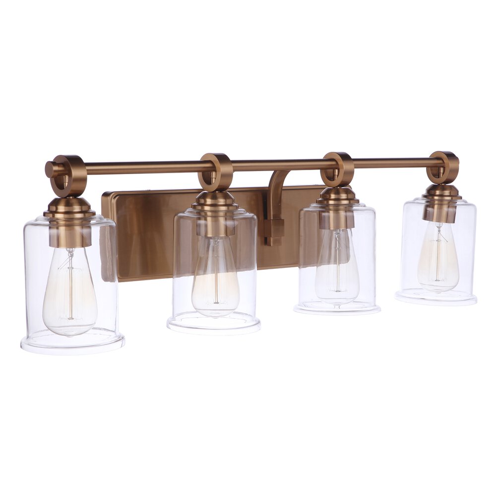 Vanity 4 Light In Satin Brass And Clear Glass