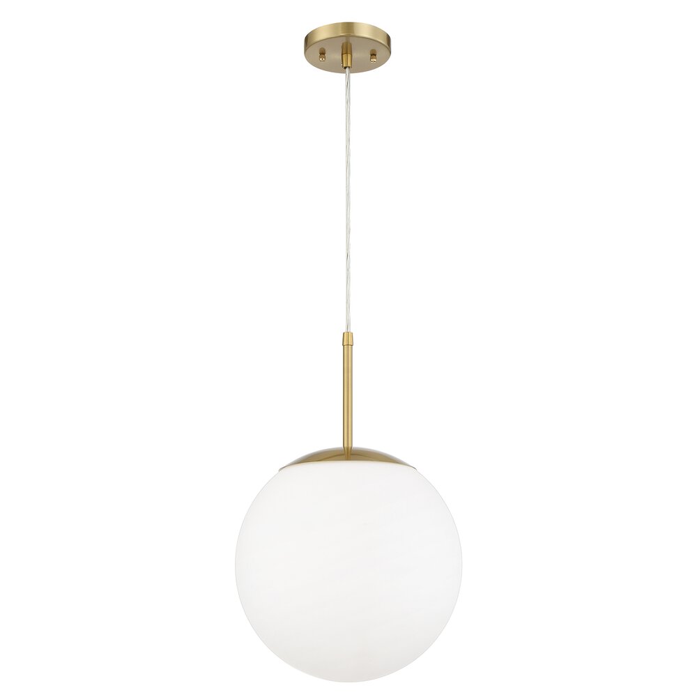 12" 1 Light Pendant With Cord In Satin Brass And Frost White Glass