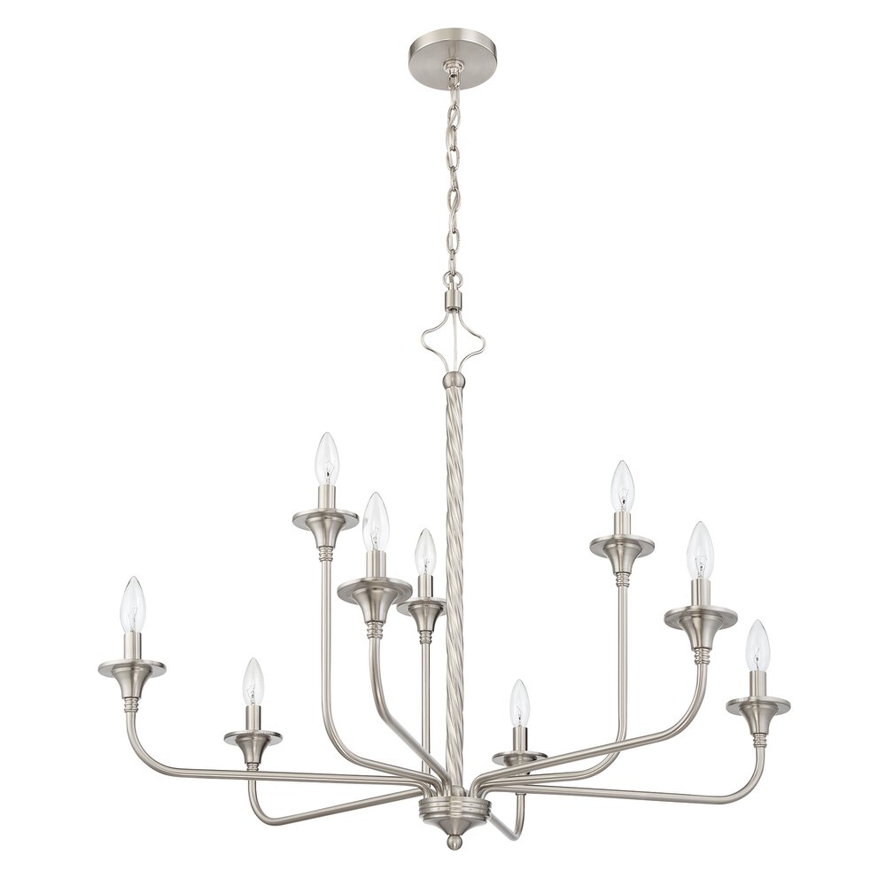 9 Light Two-Tier Chandelier In Brushed Polished Nickel