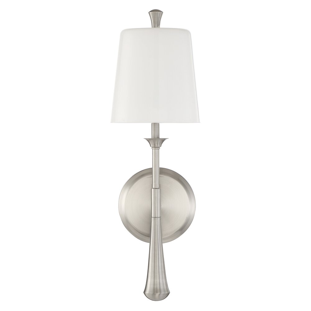1 Light Sconce In Brushed Polished Nickel And Frosted Opal Glass