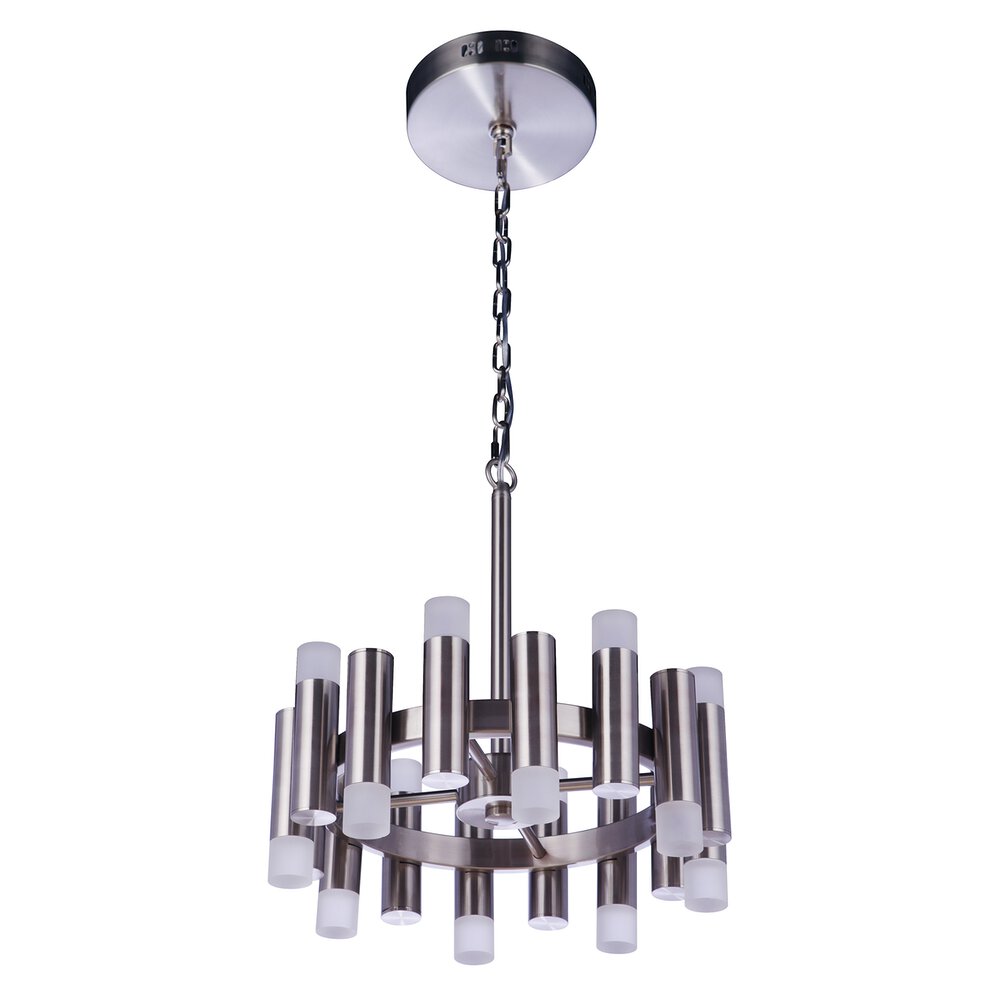 16 Light Led Chandelier In Brushed Polished Nickel And Frosted Acrylic Fixture