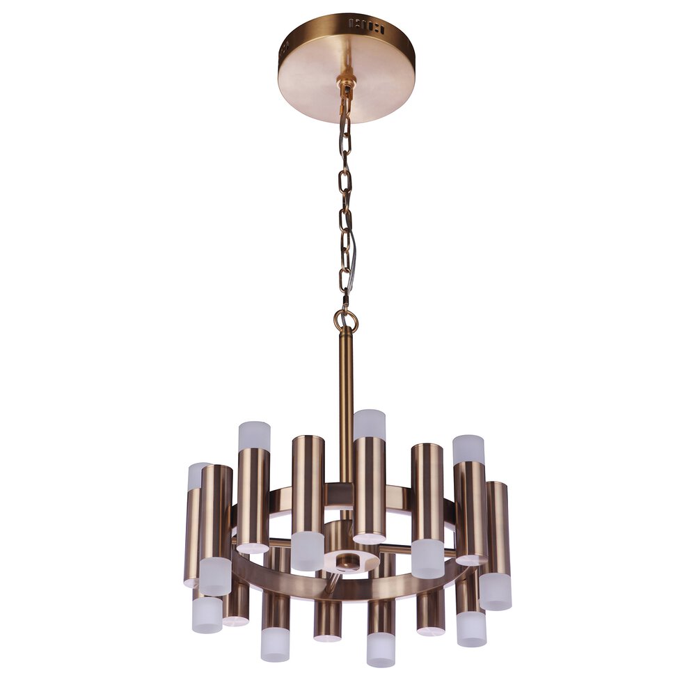 16 Light Led Chandelier In Satin Brass And Frosted Acrylic Fixture