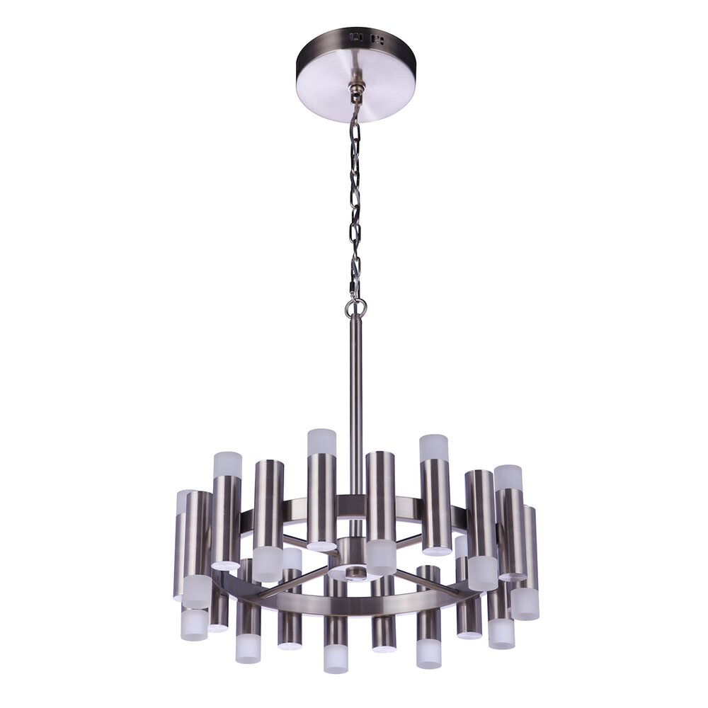 20 Light Led Chandelier In Brushed Polished Nickel And Frosted Acrylic Fixture