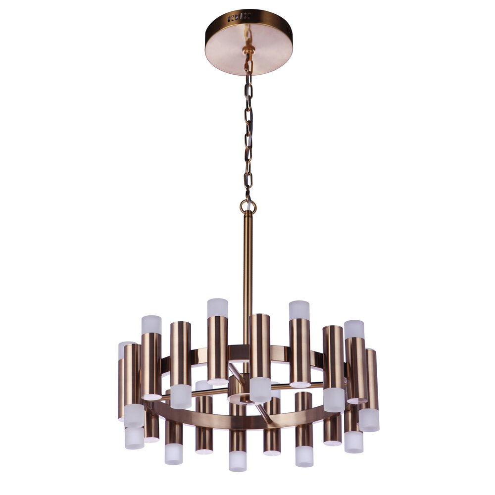 20 Light Led Chandelier In Satin Brass And Frosted Acrylic Fixture