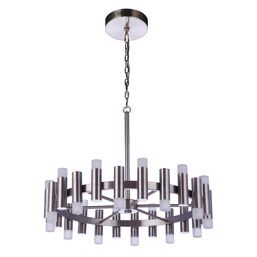 24 Light Led Chandelier In Brushed Polished Nickel And Frosted Acrylic Fixture