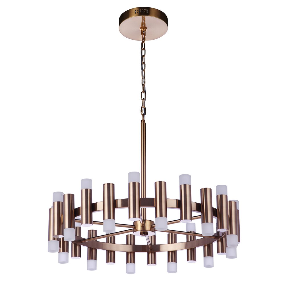 24 Light Led Chandelier In Satin Brass And Frosted Acrylic Fixture