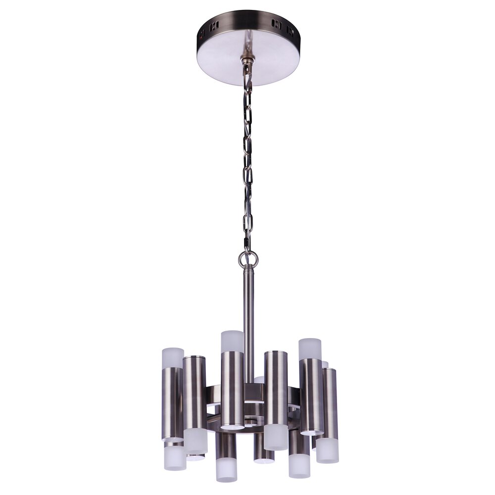 12 Light Led Semi Flushmount Light In Brushed Polished Nickel And Frosted Acrylic Fixture
