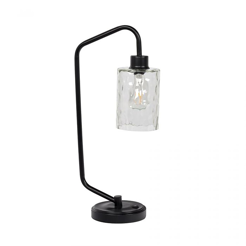 Table Lamp In Flat Black And Hammered Glass