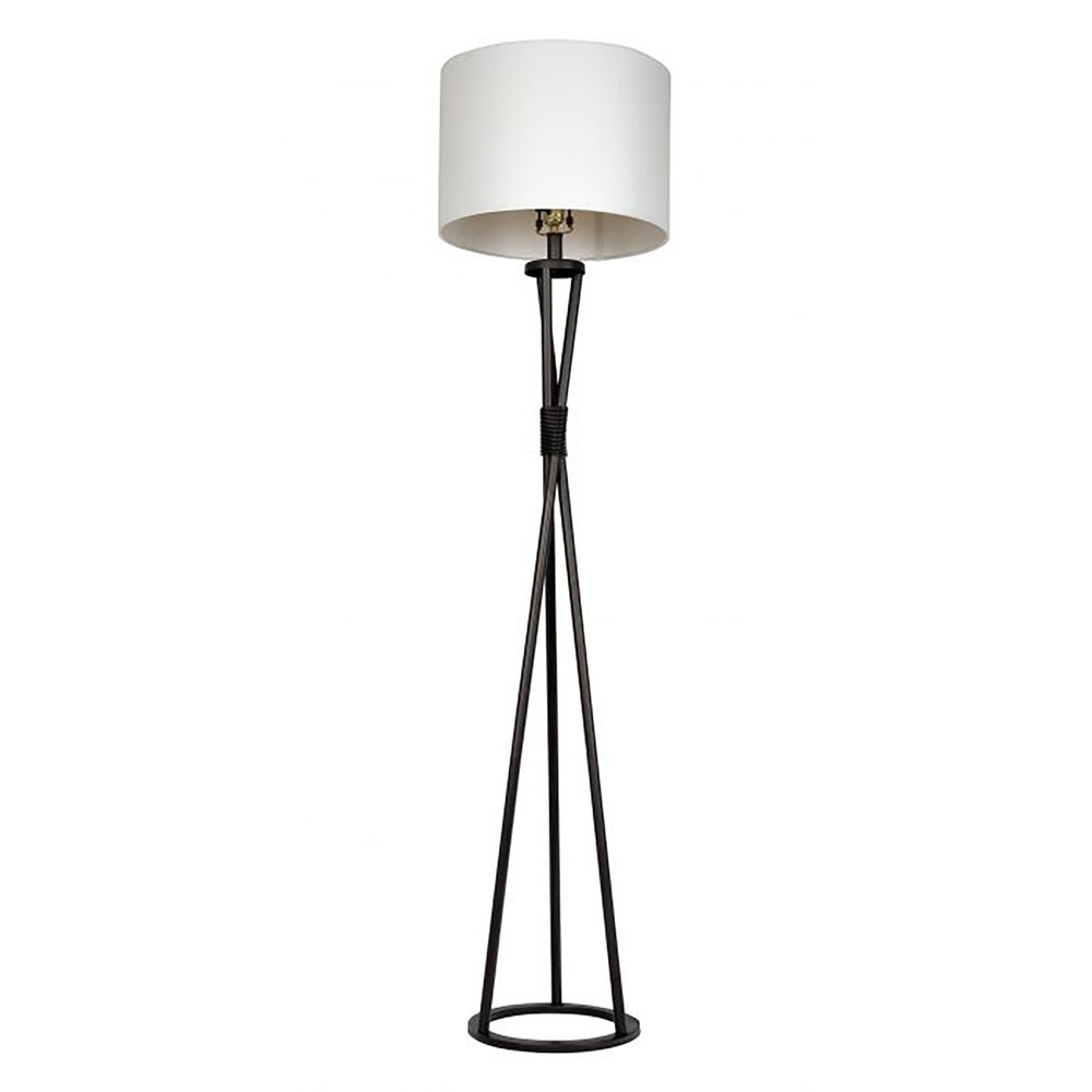 Table Lamp In Flat Black And White Fabric Shade