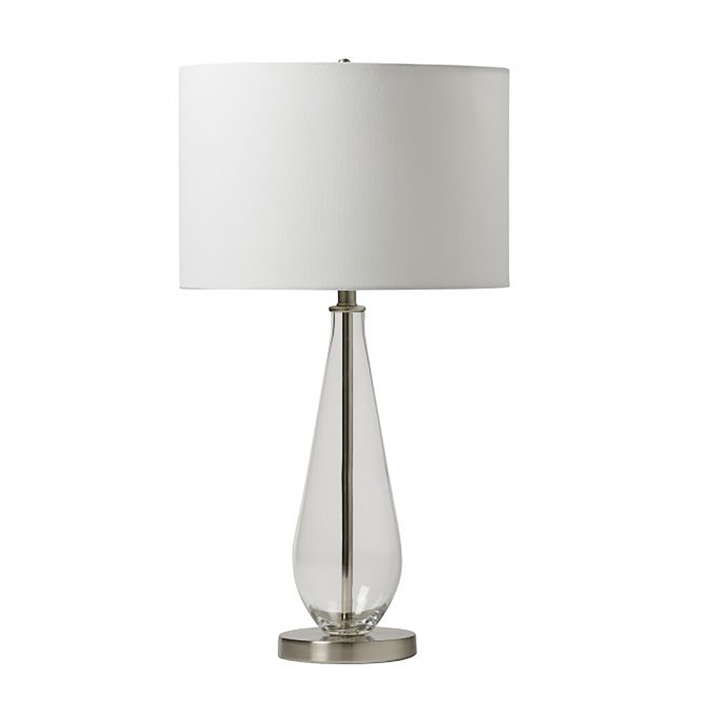 Table Lamp In Brushed Polished Nickel And White Fabric Shade