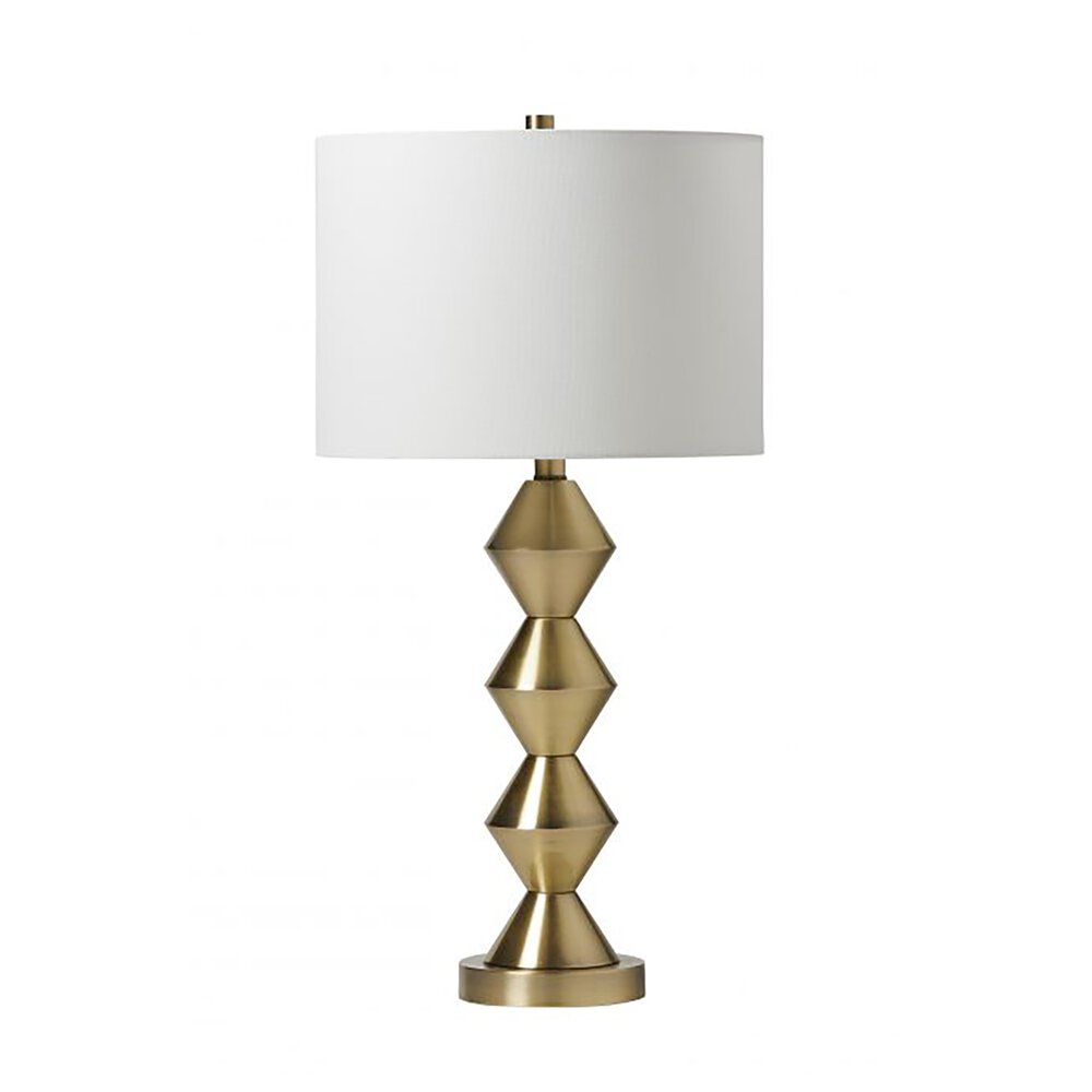 Table Lamp In Satin Brass And White Fabric Shade