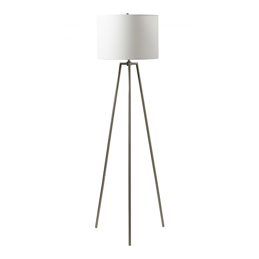 Table Lamp In Brushed Polished Nickel And Linen Fabric Shade