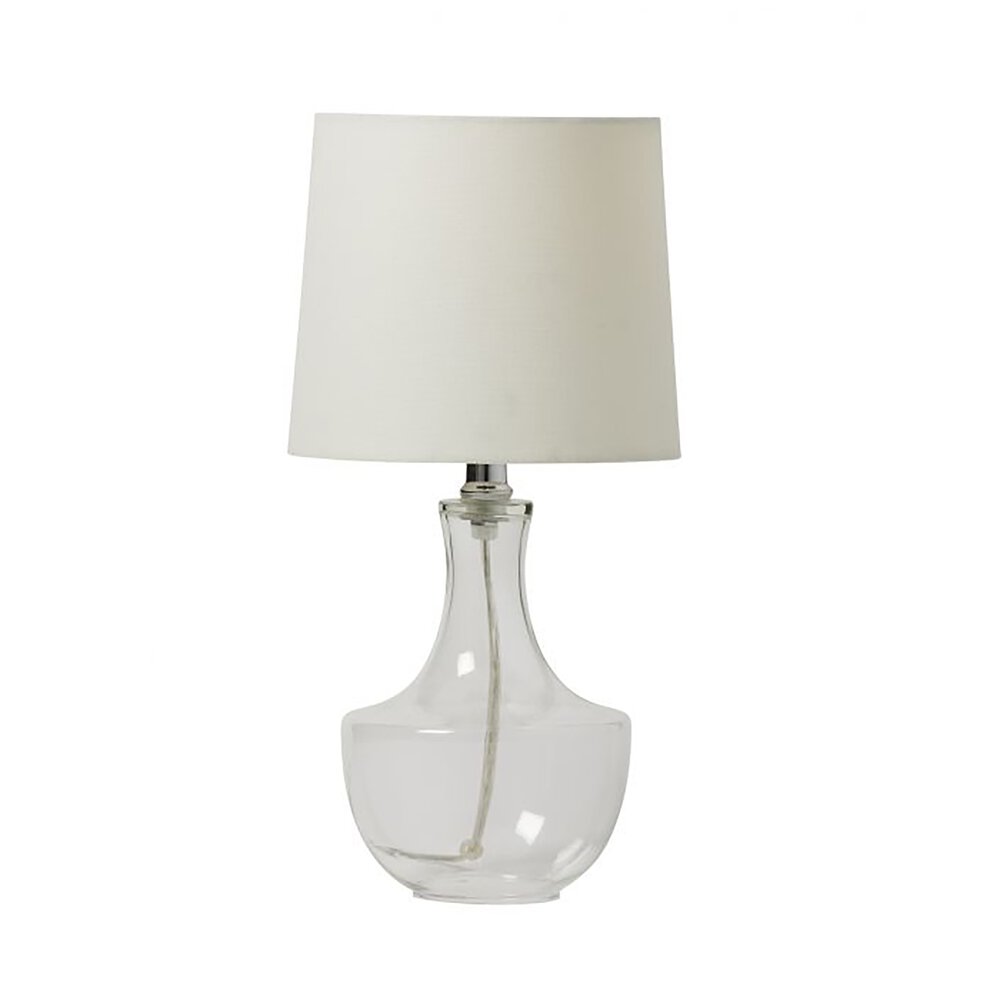 Table Lamp In Brushed Polished Nickel And Off White Fabric Shade