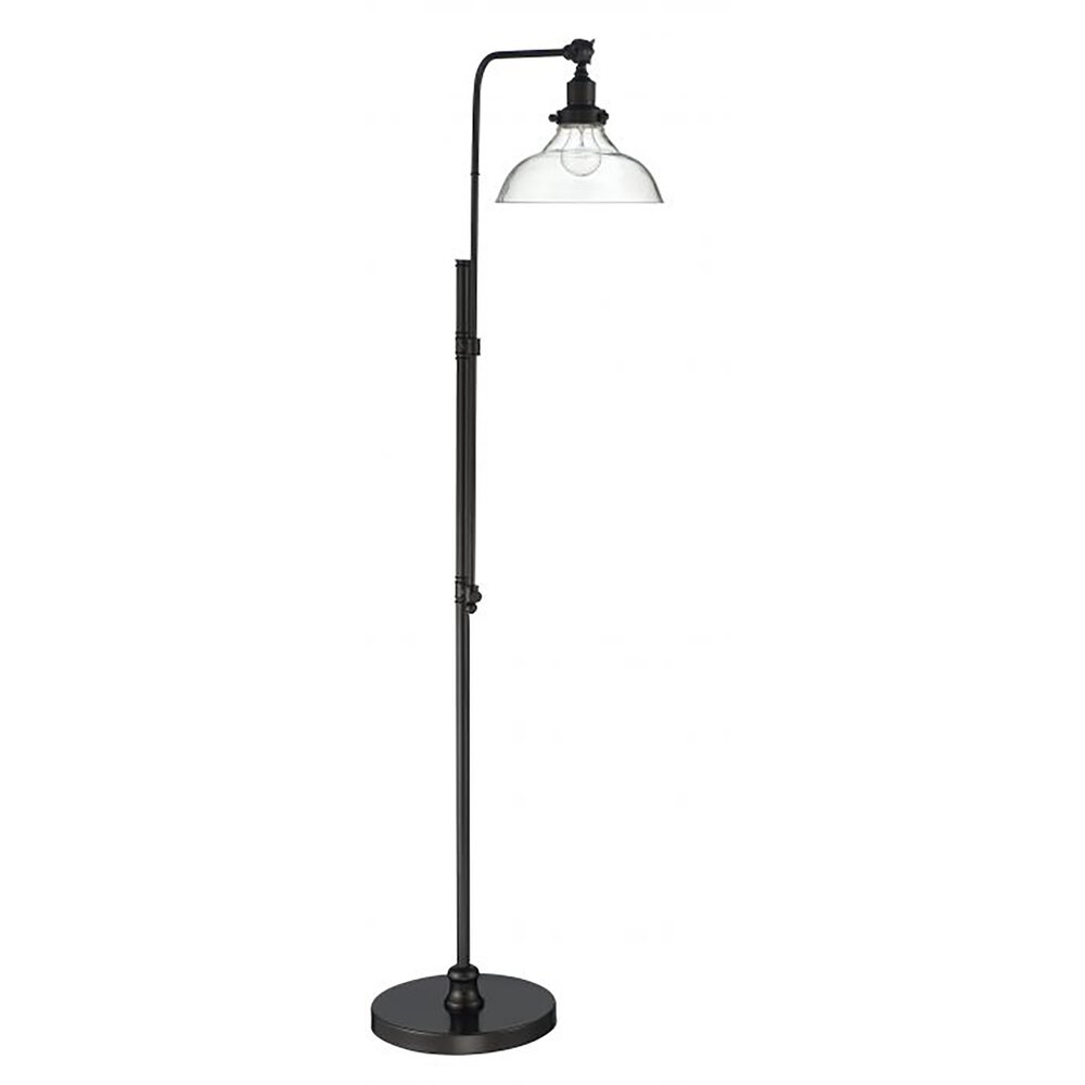 Adjustable Base Floor Or Table Lamp In Flat Black And Clear Glass
