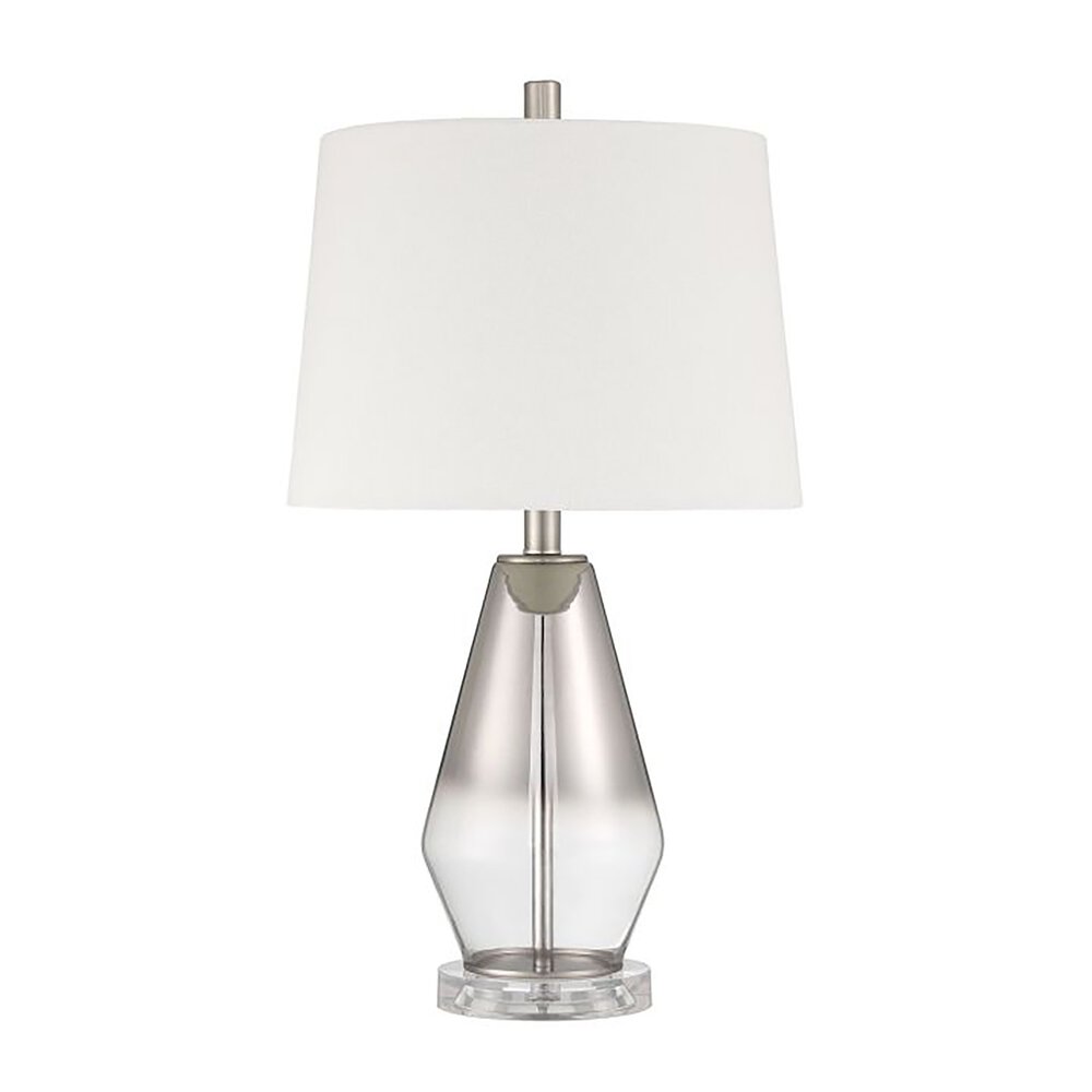 Indoor Table Lamp In Brushed Nickel And White Fabric Shade
