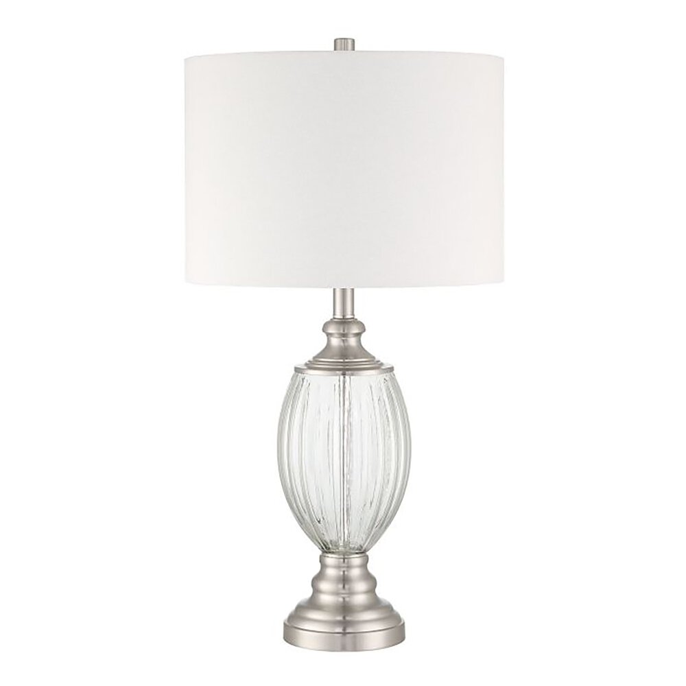 Indoor Table Lamp In Brushed Nickel And White Fabric Shade