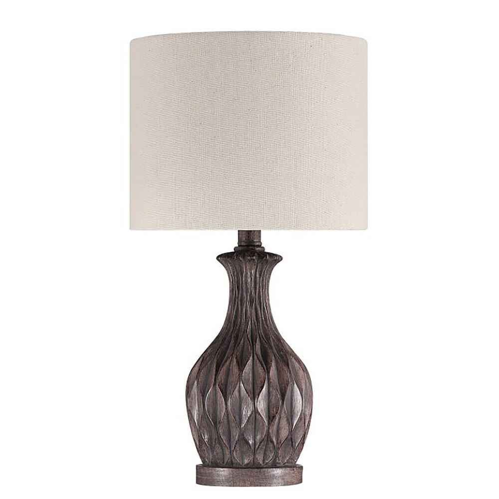 Accent Table Lamp In Painted Brown And Linen Fabric Shade